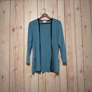Exclusively‎ Misook Cardigan Large Open Front Knit Blue Made In Korea